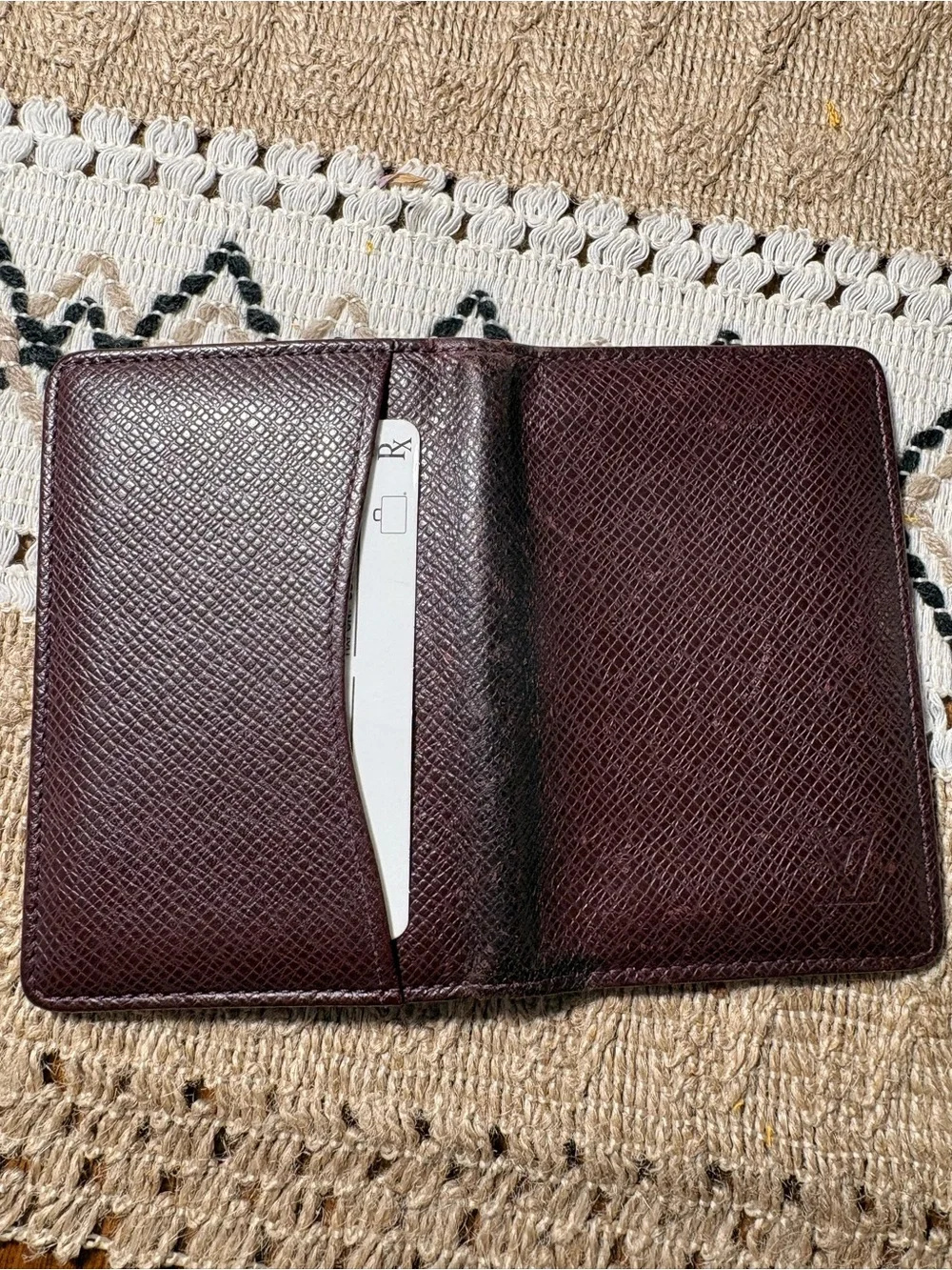 Louis Vuitton Deep Burgundy Saffiano Leather Card Case
